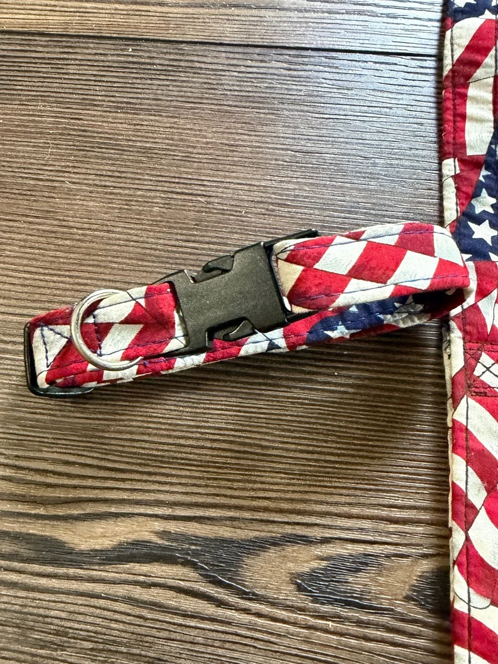 Patriotic Stars & Stripe Dog Leash and Collar Set - Red, White & Blue
